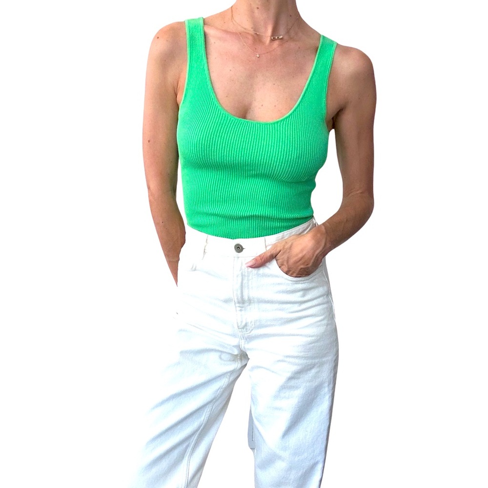 Zara green tank in rib